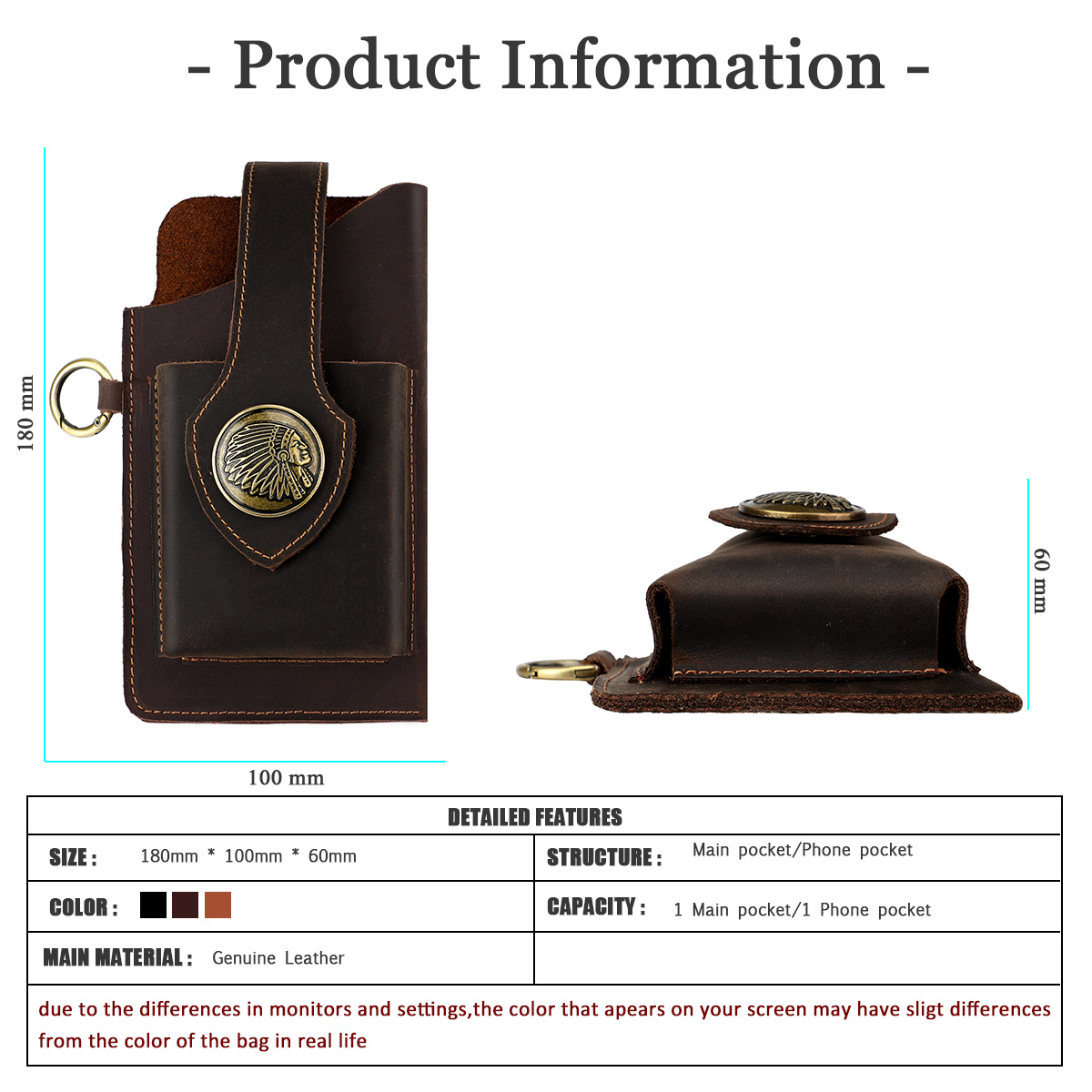 Men Leather Belt Loop Phone Po - Edc Car Carry 评论和价格