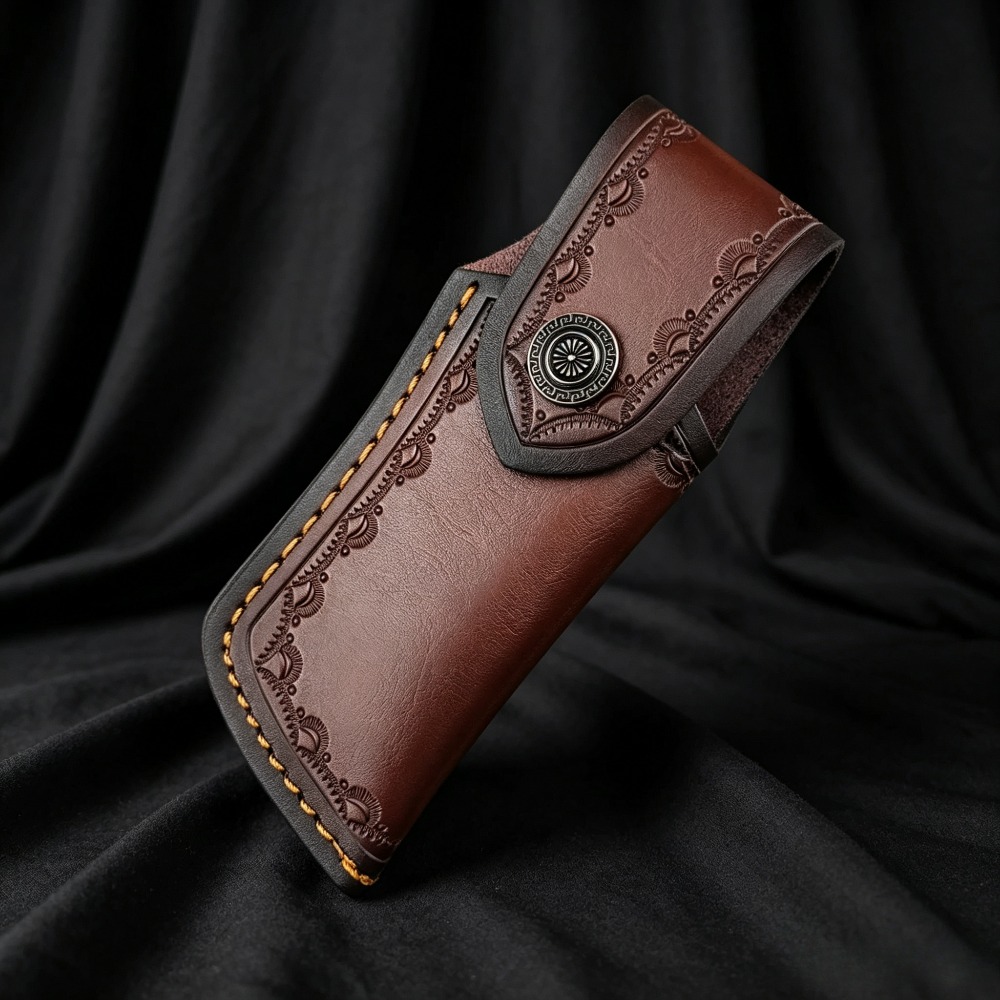 Brown Embossed Leather Knife S - Edc Carry Belt Leather 评论和价格